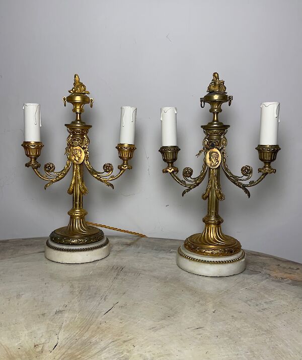 A pair of ormolu table lamps