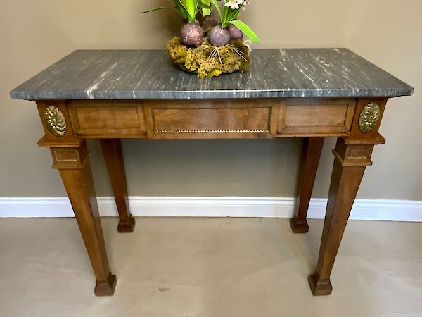 Marble topped mahogany console table