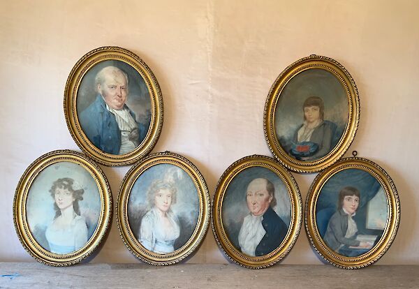 A collection of six pastel paintings of the Surtees family